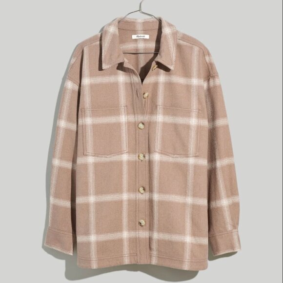 madewell flannel kentwood oversized shirt-jacket in windowpane - Picture 2 of 2